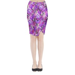 Flowers Abstract Digital Art Midi Wrap Pencil Skirt by Nexatart