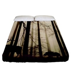 Forest Fog Hirsch Wild Boars Fitted Sheet (king Size) by Nexatart