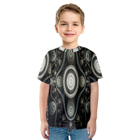 Fractal Beige Blue Abstract Kids  Sport Mesh Tee by Nexatart