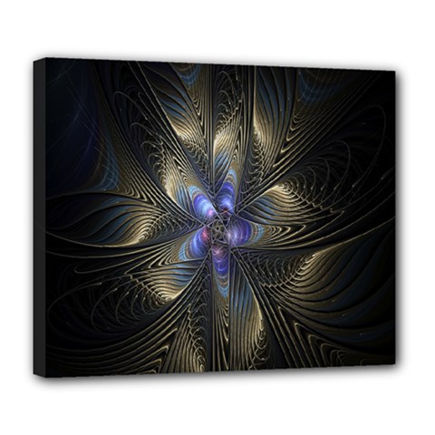 Fractal Blue Abstract Fractal Art Deluxe Canvas 24  X 20   by Nexatart