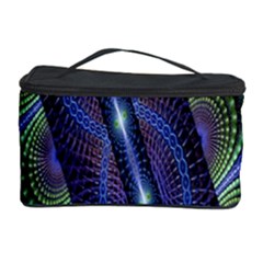 Fractal Blue Lines Colorful Cosmetic Storage Case by Nexatart
