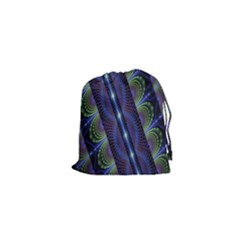 Fractal Blue Lines Colorful Drawstring Pouches (xs)  by Nexatart