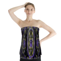 Fractal Sparkling Purple Abstract Strapless Top by Nexatart