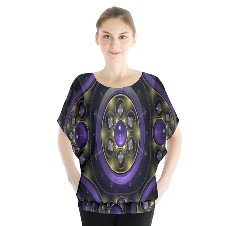 Fractal Sparkling Purple Abstract Blouse