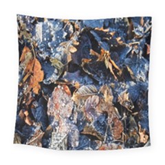 Frost Leaves Winter Park Morning Square Tapestry (large) by Nexatart