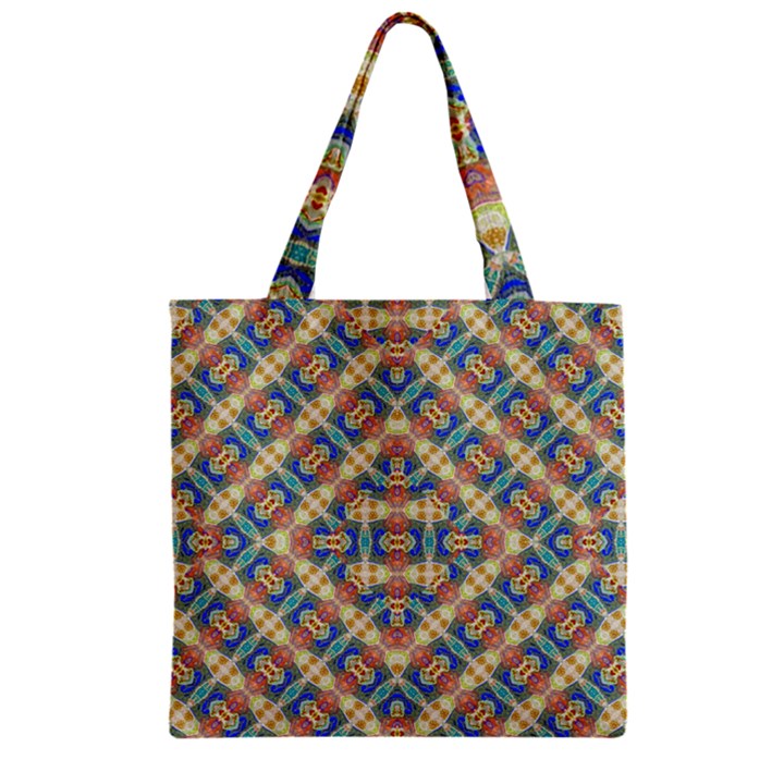 Modern Geometric Intricate Pattern Zipper Grocery Tote Bag