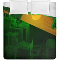 Green Building City Night Duvet Cover Double Side (king Size) by Nexatart