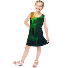 Green Building City Night Kids  Tunic Dress by Nexatart