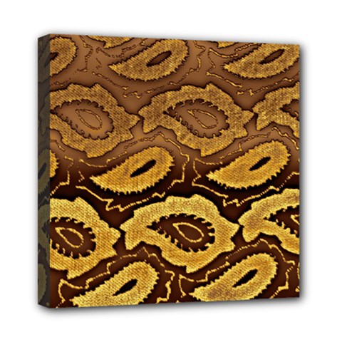 Golden Patterned Paper Mini Canvas 8  X 8  by Nexatart