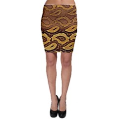 Golden Patterned Paper Bodycon Skirt by Nexatart