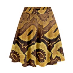 Golden Patterned Paper High Waist Skirt by Nexatart