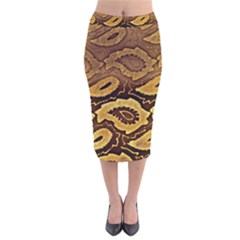 Golden Patterned Paper Velvet Midi Pencil Skirt by Nexatart