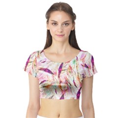 Grass Blades Short Sleeve Crop Top (tight Fit) by Nexatart