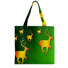 Gold Reindeer Zipper Grocery Tote Bag