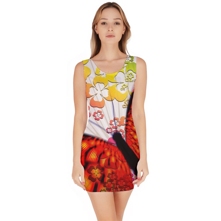 Greeting Card Butterfly Kringel Sleeveless Bodycon Dress