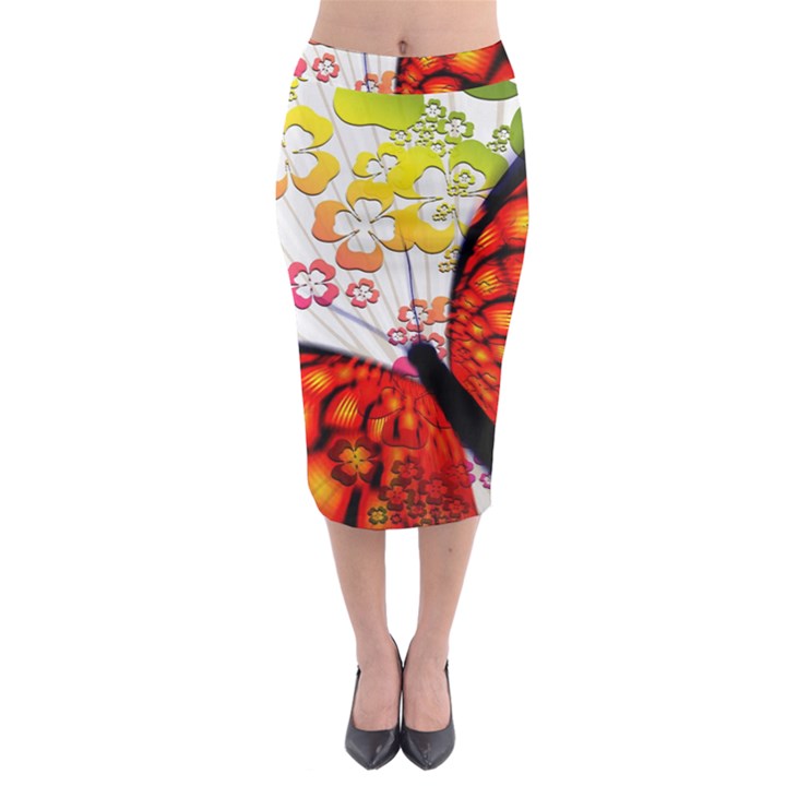 Greeting Card Butterfly Kringel Midi Pencil Skirt