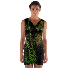 Green Leaves Psychedelic Paint Wrap Front Bodycon Dress by Nexatart