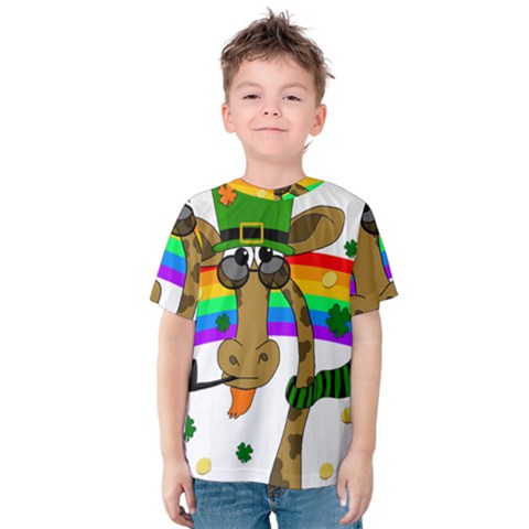 Irish Giraffe Kids  Cotton Tee by Valentinaart