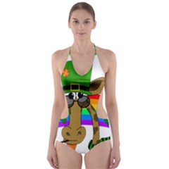 Irish Giraffe Cut-out One Piece Swimsuit by Valentinaart
