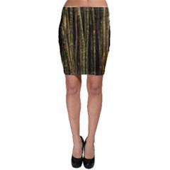 Green And Brown Bamboo Trees Bodycon Skirt by Nexatart