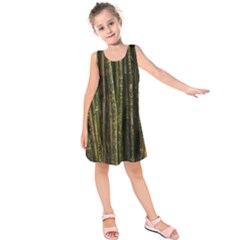 Green And Brown Bamboo Trees Kids  Sleeveless Dress