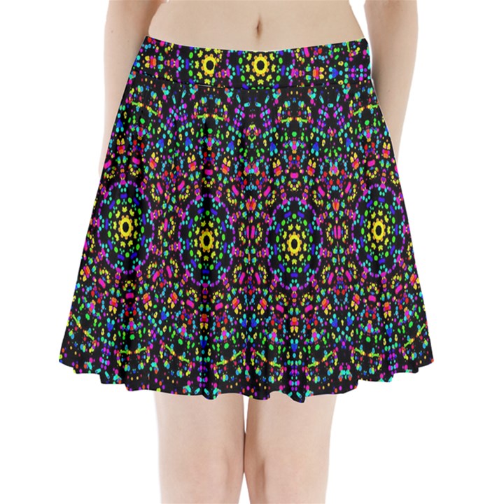 Fractal Texture Pleated Mini Skirt