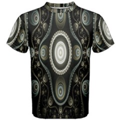 Fractal Beige Blue Abstract Men s Cotton Tee by Nexatart