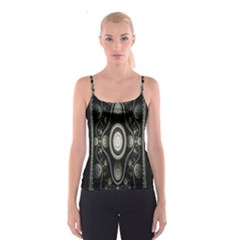 Fractal Beige Blue Abstract Spaghetti Strap Top by Nexatart