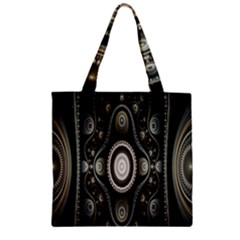 Fractal Beige Blue Abstract Zipper Grocery Tote Bag by Nexatart