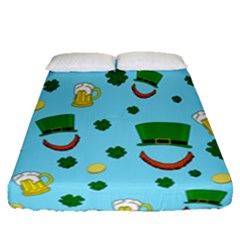 St  Patrick s Day Pattern Fitted Sheet (queen Size) by Valentinaart