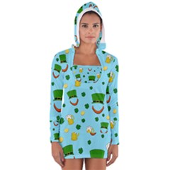 St  Patrick s Day Pattern Women s Long Sleeve Hooded T-shirt by Valentinaart