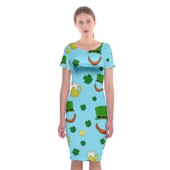 St  Patrick s Day Pattern Classic Short Sleeve Midi Dress