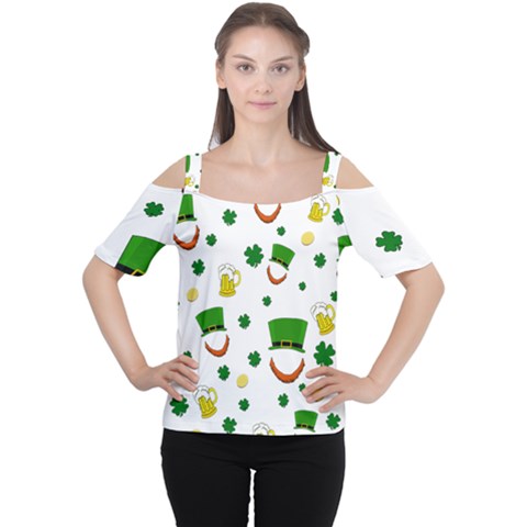 St  Patrick s Day Pattern Women s Cutout Shoulder Tee by Valentinaart