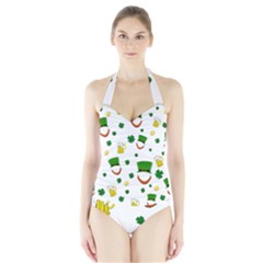 St. Patrick s day pattern Halter Swimsuit