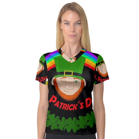 St  Patrick s Day Women s V-neck Sport Mesh Tee by Valentinaart