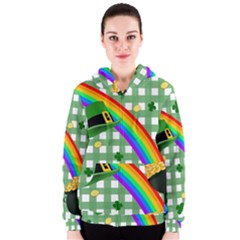 St  Patrick s Day Rainbow Women s Zipper Hoodie by Valentinaart