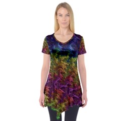 Fractal Art Design Colorful Short Sleeve Tunic 