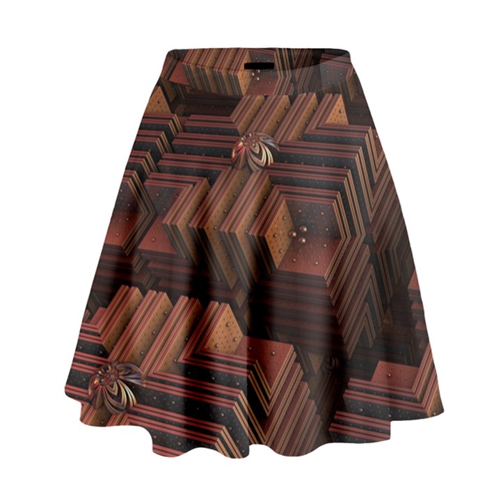 Fractal 3d Render Futuristic High Waist Skirt