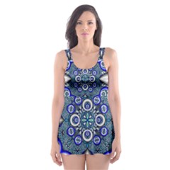 Fractal Cathedral Pattern Mosaic Skater Dress Swimsuit