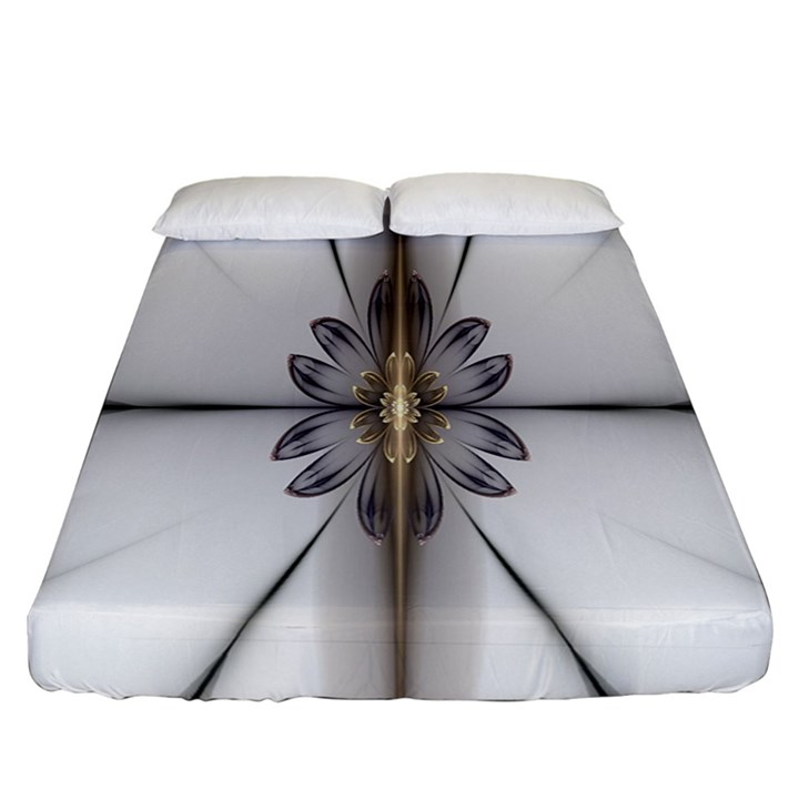 Fractal Fleur Elegance Flower Fitted Sheet (California King Size)