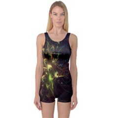 Fractal Flame Light Energy One Piece Boyleg Swimsuit