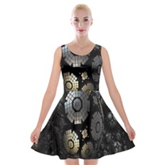 Fractal Sphere Steel 3d Structures Velvet Skater Dress by Nexatart