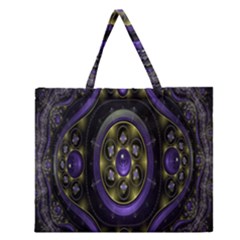 Fractal Sparkling Purple Abstract Zipper Large Tote Bag