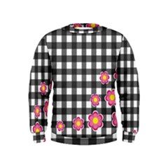 Floral Plaid Pattern Kids  Sweatshirt by Valentinaart