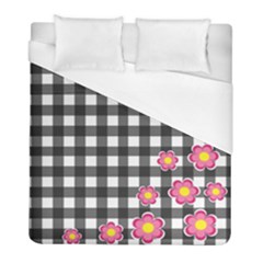 Floral Plaid Pattern Duvet Cover (full/ Double Size) by Valentinaart