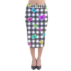 Butterflies Pattern Velvet Midi Pencil Skirt by Valentinaart