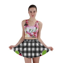 Ladybugs Plaid Pattern Mini Skirt by Valentinaart