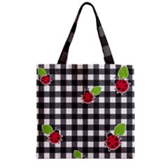 Ladybugs Plaid Pattern Zipper Grocery Tote Bag by Valentinaart