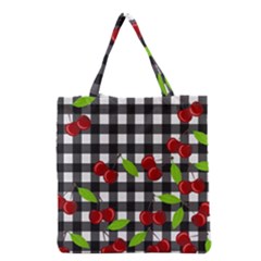 Cherries plaid pattern  Grocery Tote Bag