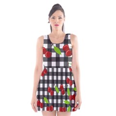 Cherries plaid pattern  Scoop Neck Skater Dress